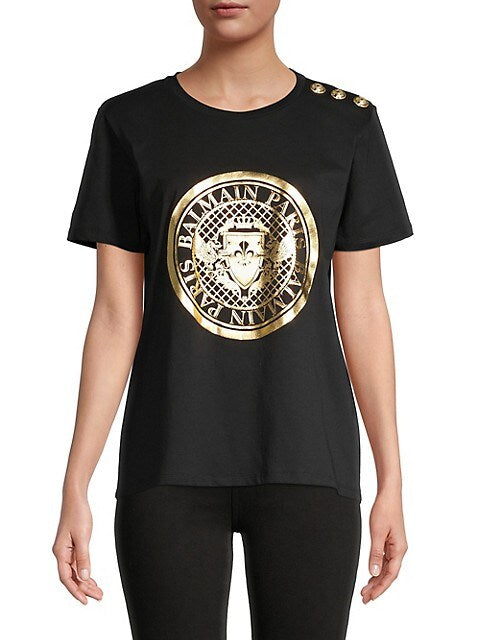 Balmain Black 3-Button Coin T-Shirt - Size 38 (M)