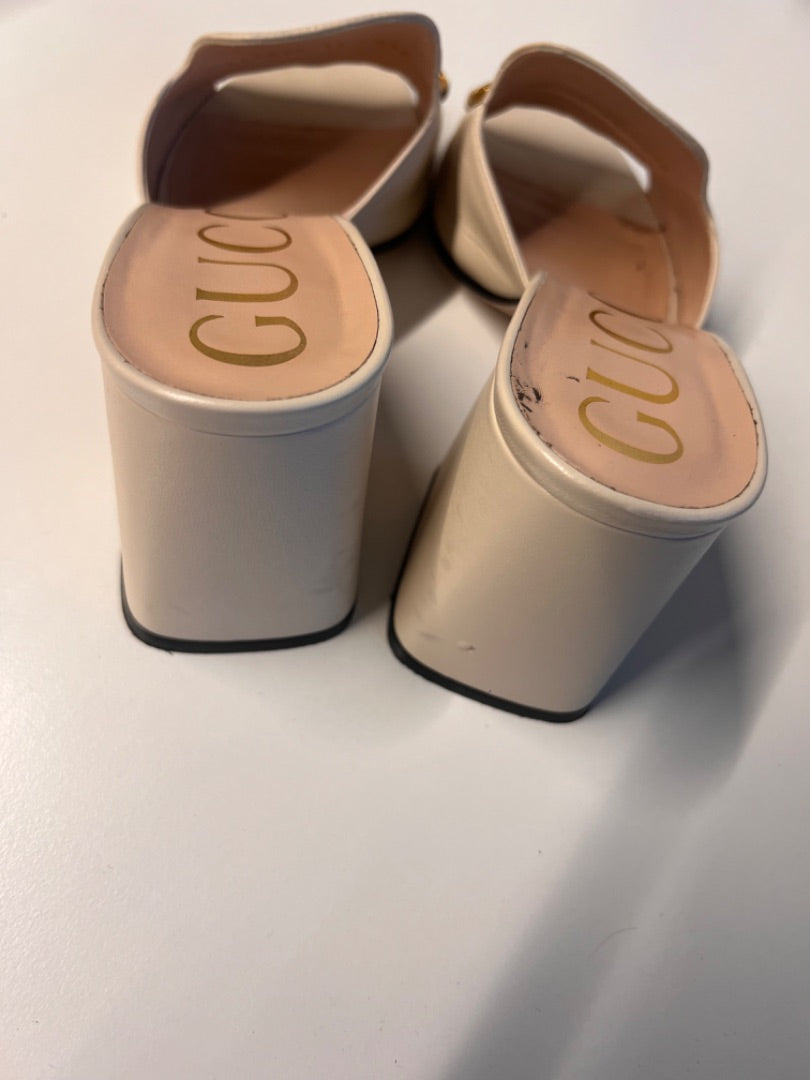 Gucci Baby Horsebit-Detailed Leather Mules in Cream - Size 39