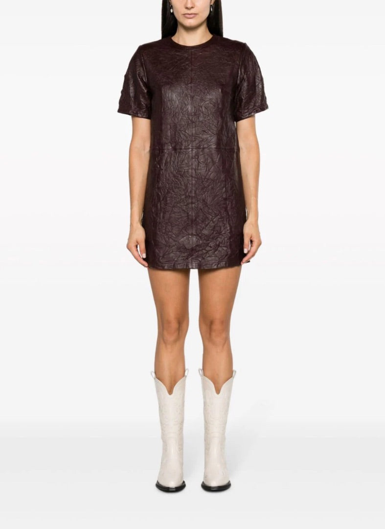 Zadig & Voltaire Riddy Crinkled Leather Mini Dress - Size 4