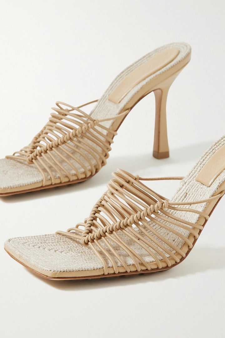 Bottega Veneta Knotted Cord And Raffia Mules in Neutral - Size 35.5 (would fit a size 6)