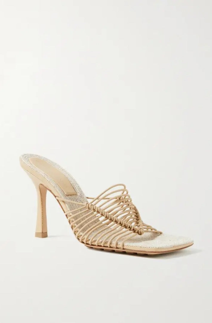 Bottega Veneta Knotted Cord And Raffia Mules in Neutral - Size 35.5 (would fit a size 6)