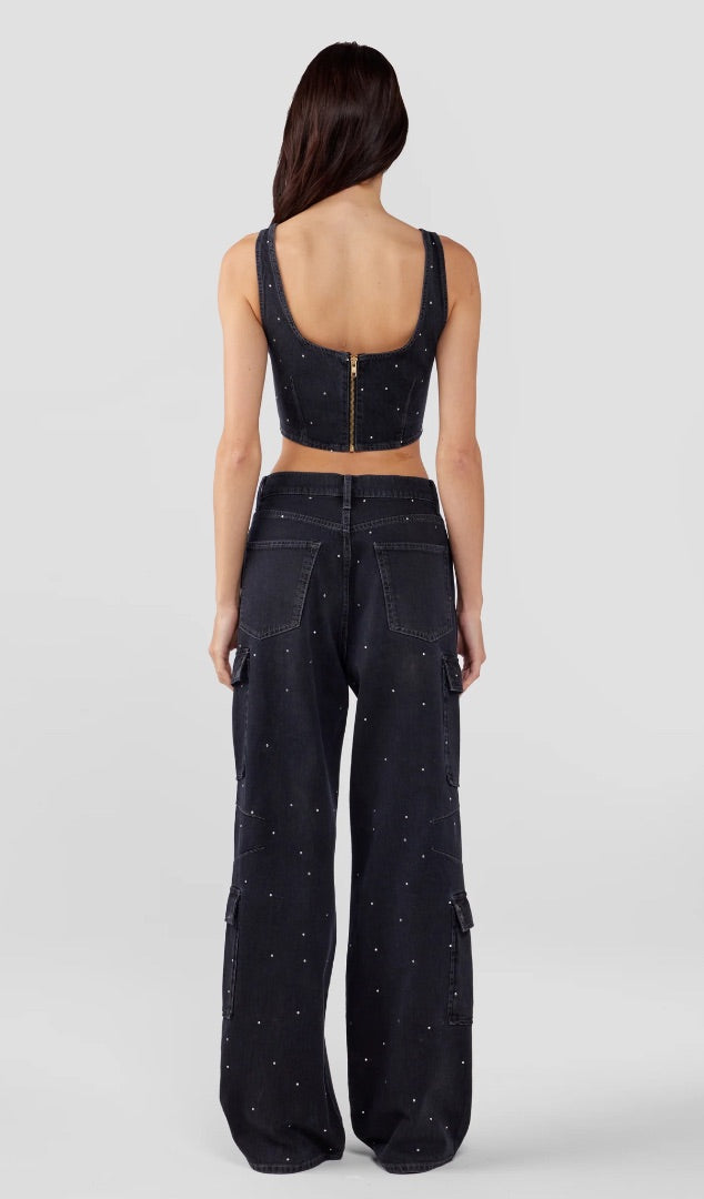 Triarchy Ms. Miley High-Rise Cargo Jean - Stardust Loved Black BNWT - Size 27