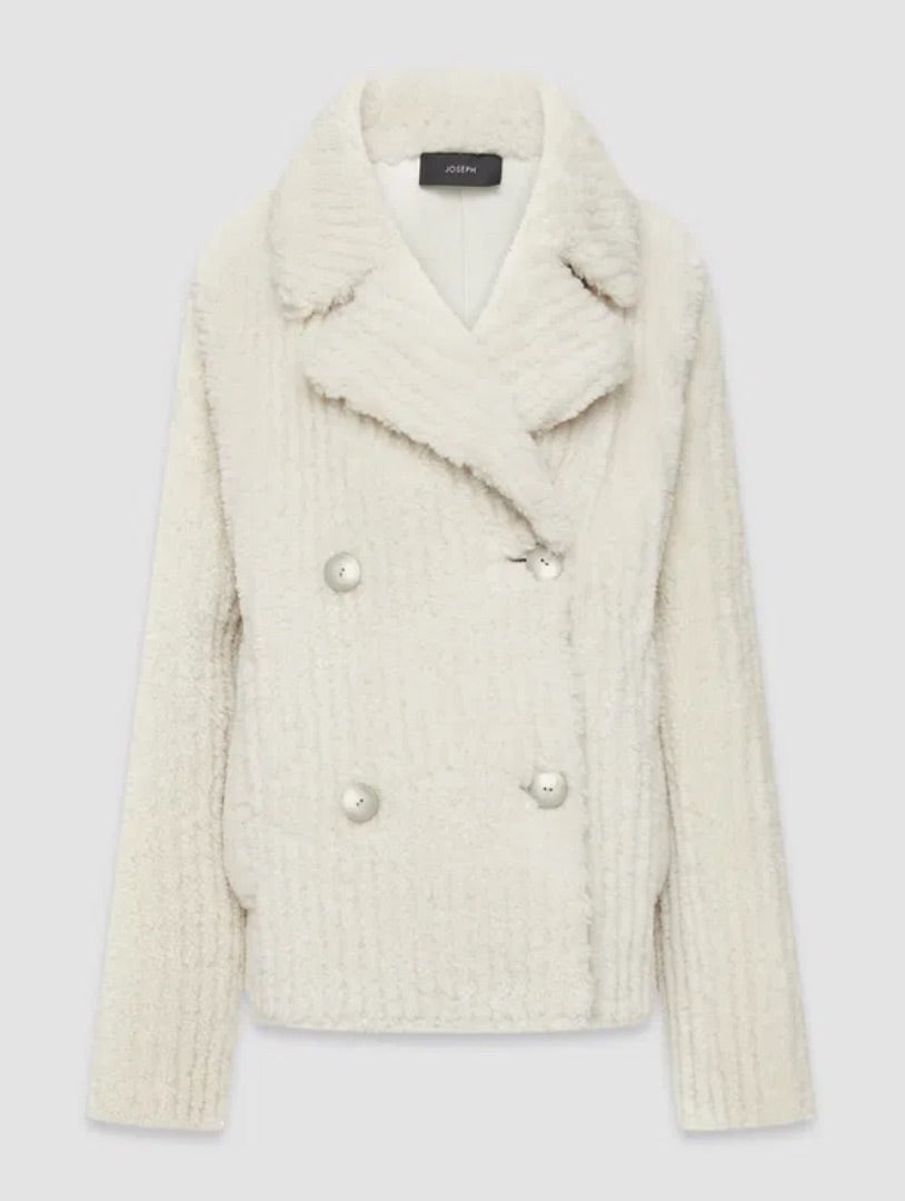 Joseph Cardigan Stitch Shearling Cavaye Coat - size 36