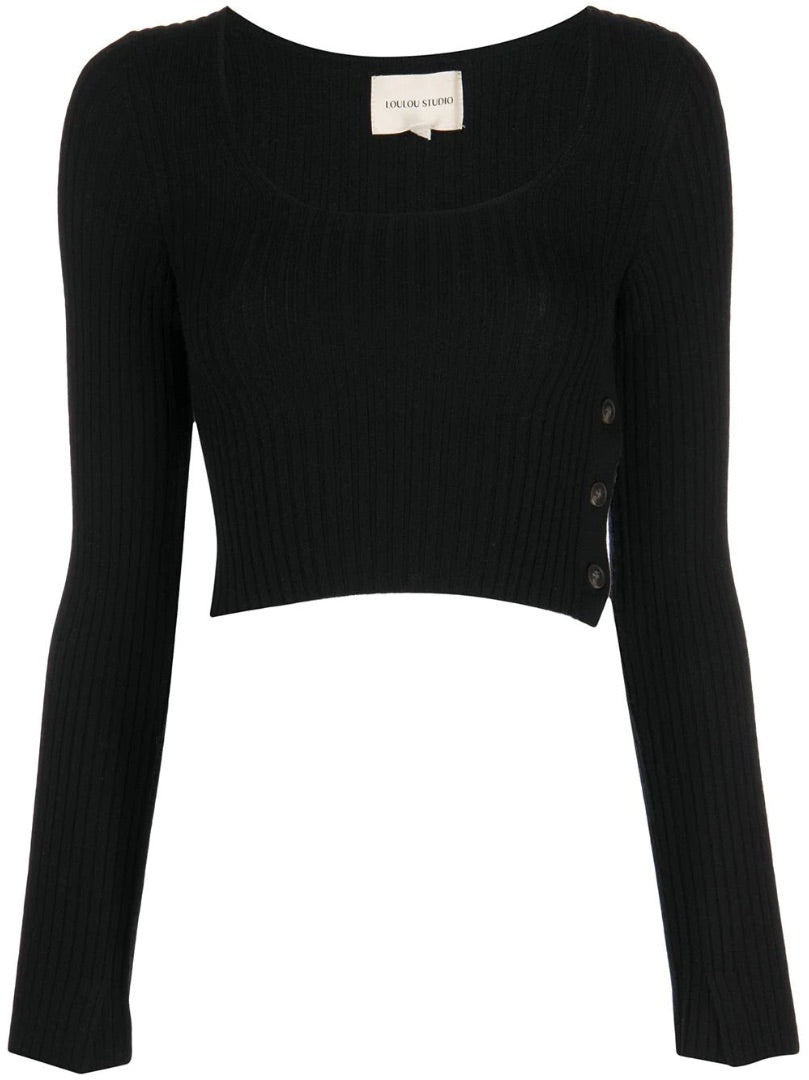 Loulou Studio Crop Scoop Neck Sweater - Size S