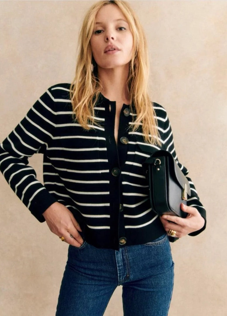 Sezane Betty Cardigan in Black - Size Small