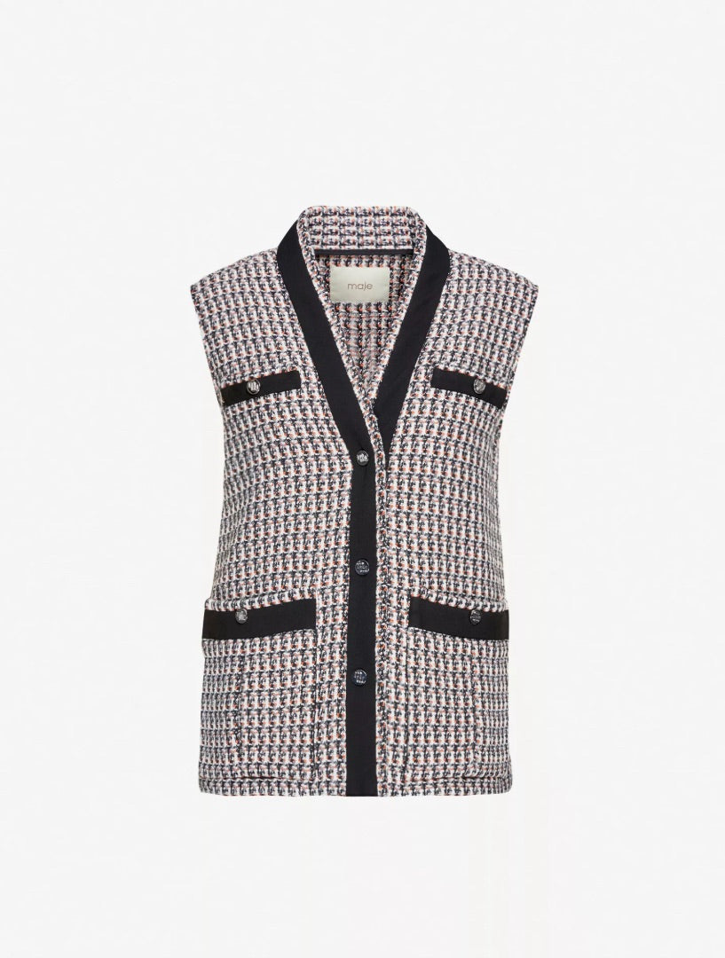 Maje Vivi Tweed Vest - Size 36 (Small)