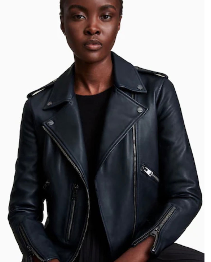 ALL SAINTS Balfer Biker Jacket in Squid Ink Size 4