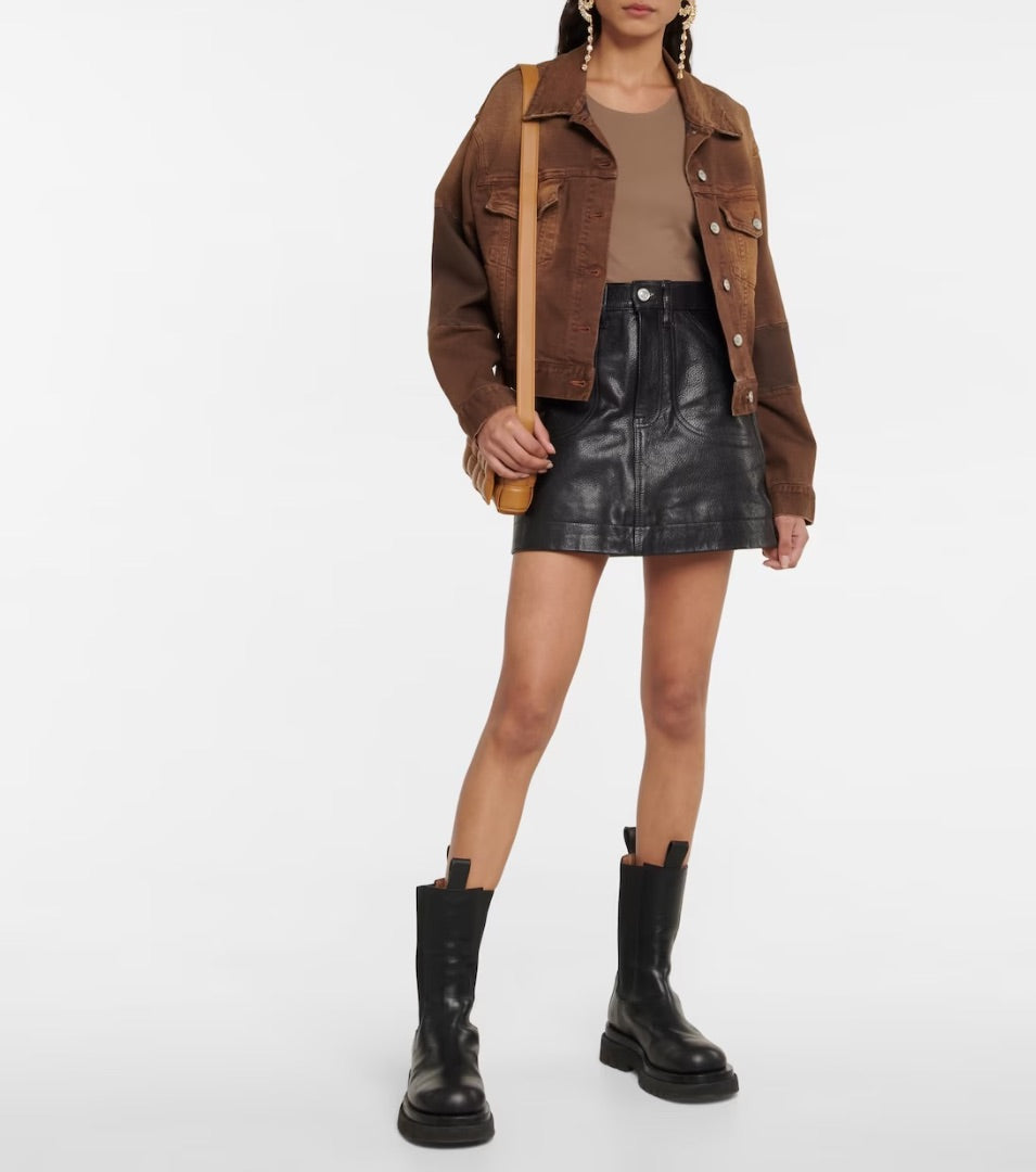 Re/Done 70s Pocket leather miniskirt 28