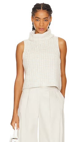 Sablyn Sleeveless Cashmere Turtleneck in Ivory - Size XS