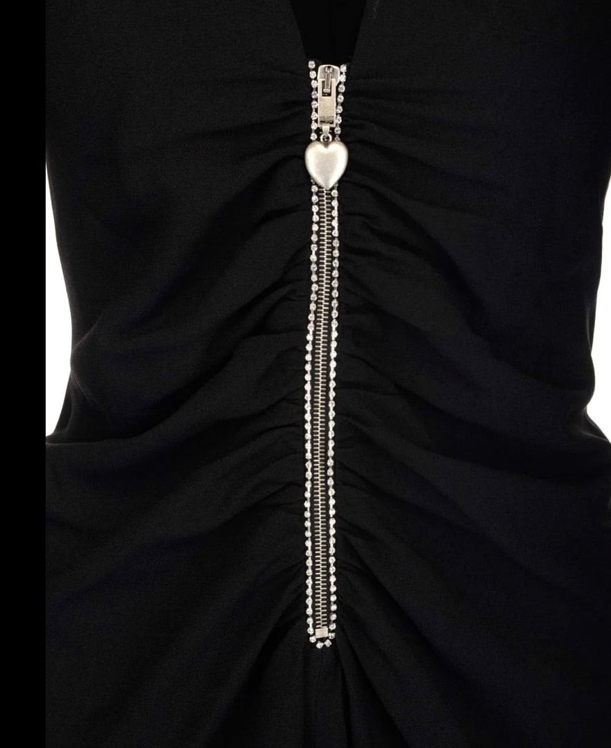 Saint Laurent Black Embellished Zipper Romper - Size F38