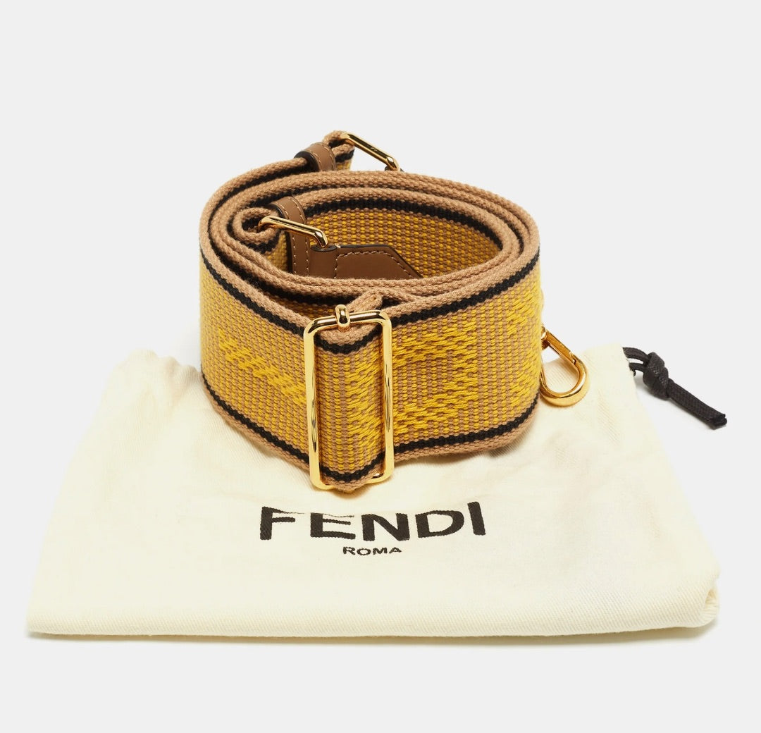 Fendi Cannete Ribbon Poly Vitello King Logo strap