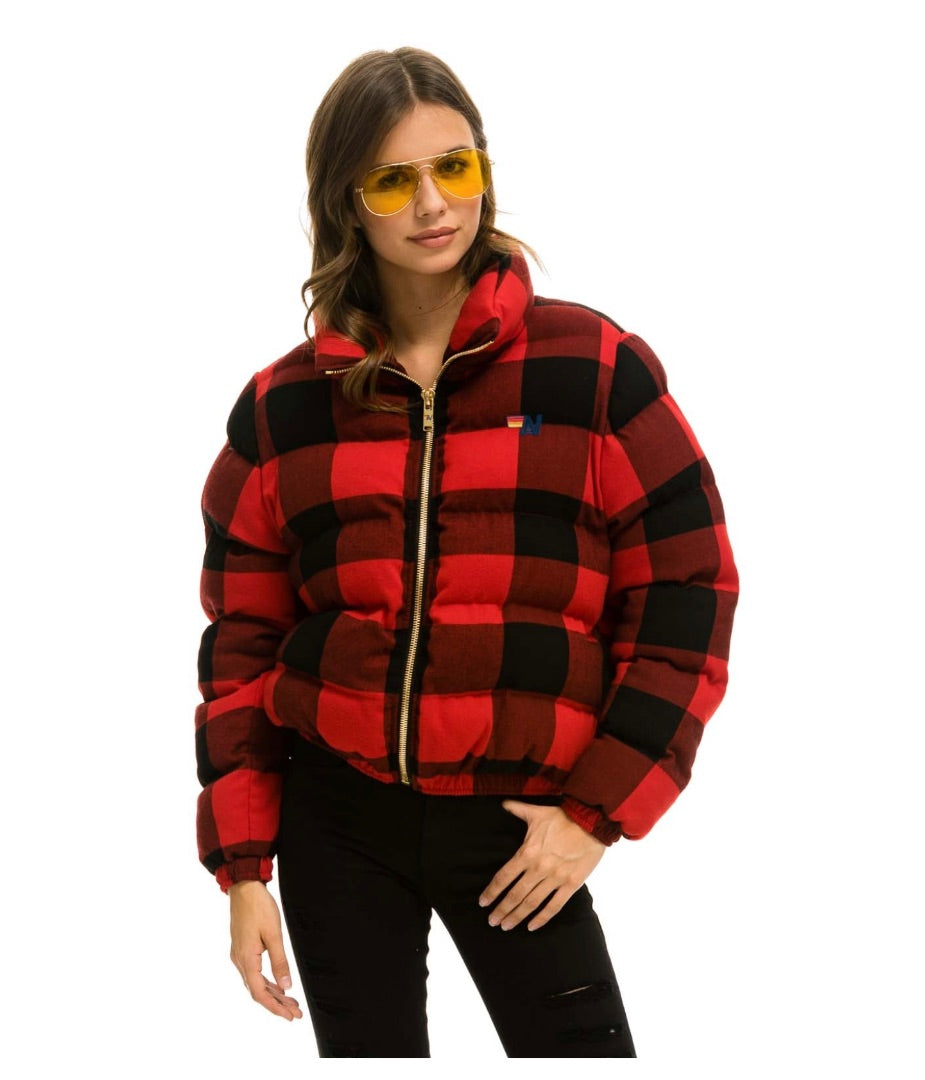 Aviator Nation Aprex Plaid Puffer Jacket M