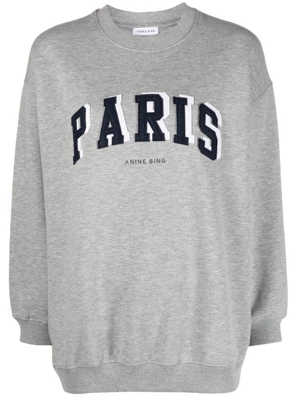 Anine Bing Tyler Paris Sweatshirt in Sport Grey S (oversized)