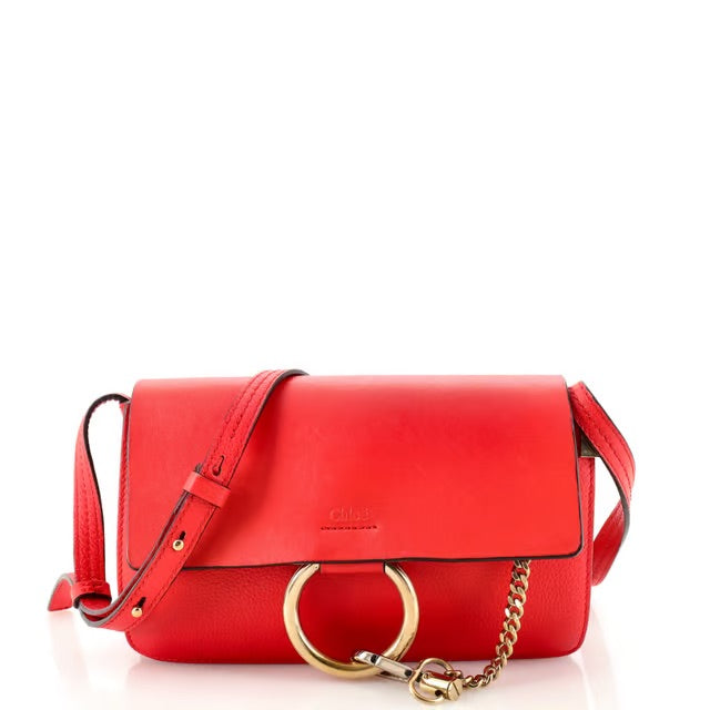 Chloe Faye Small Shoulder Bag in Red